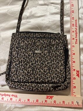 Leopard Print Crossbody Shoulder Bag - Beige/Black